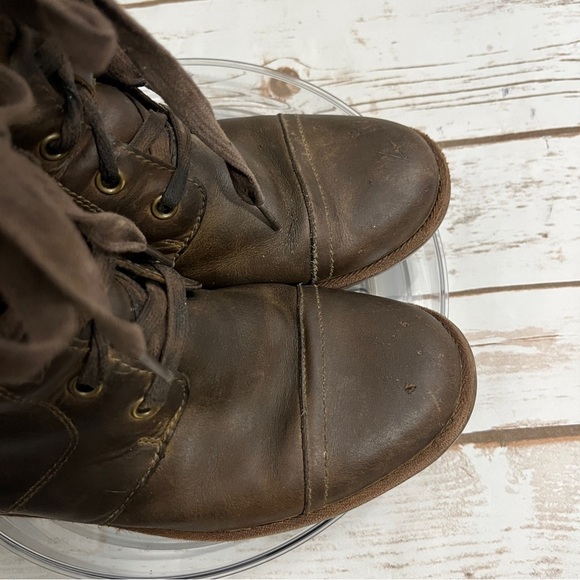 Ugg Brown Shearling-Lined Boots size  booties Ashbury brown leather lace up - Picture 12 of 12